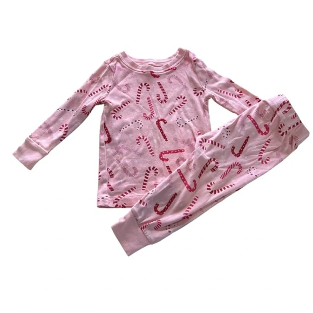 Old Navy Pink Candy Cane Pajama Sets Size 18-24 months